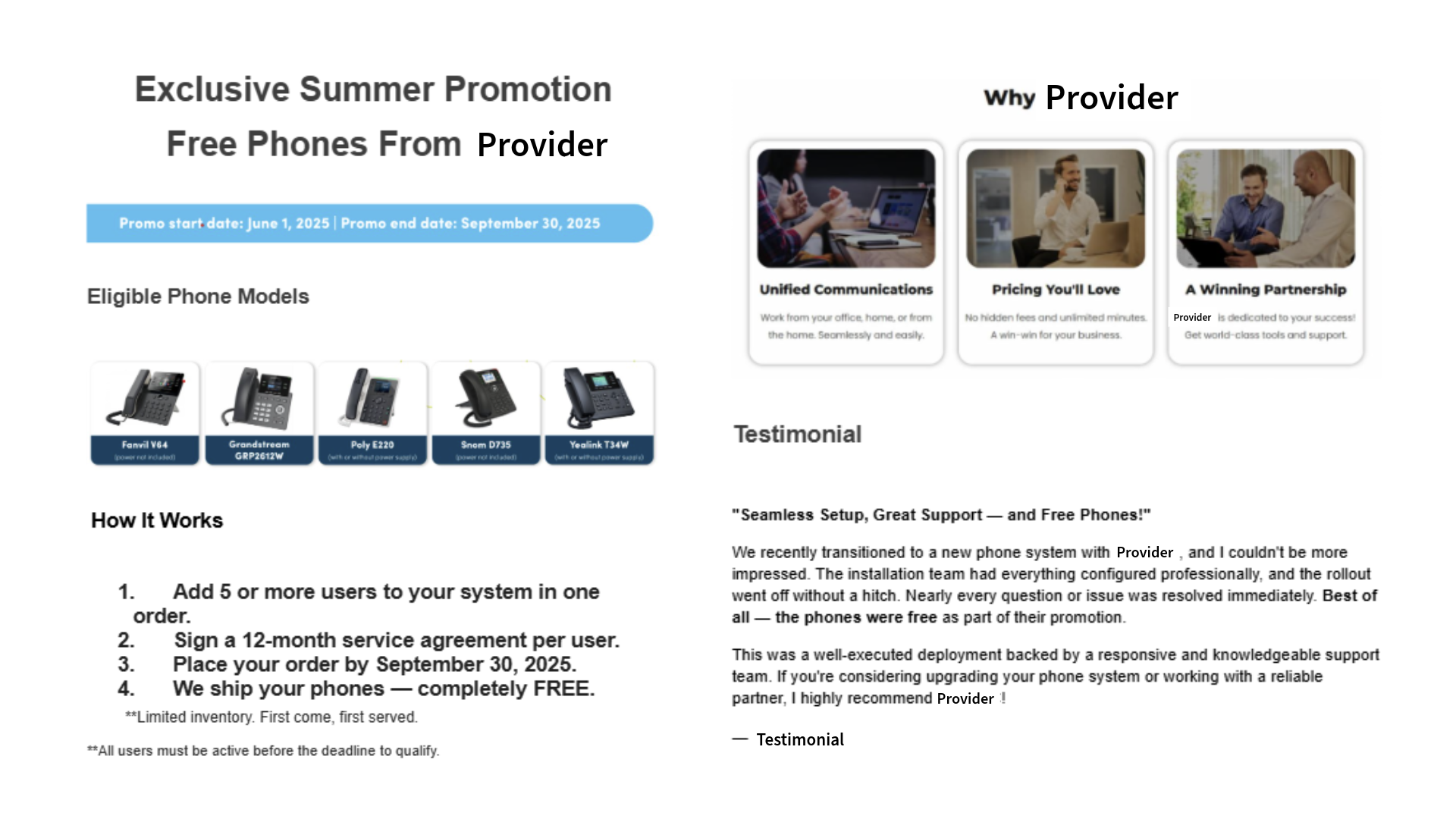Free phones promotion