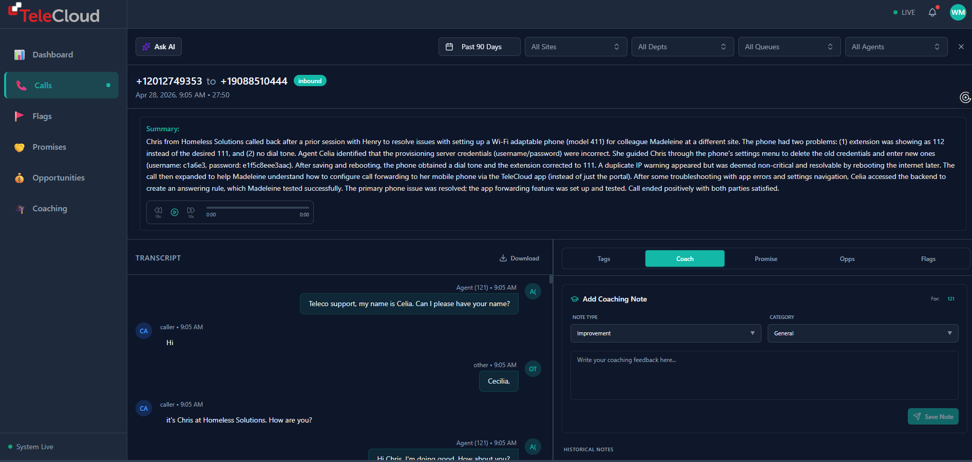 conversational insights call review